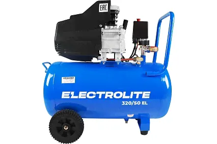 Воздушный поршневой компрессор Electrolite 320/50 EL 320 л/мин, 2000 Вт, 8 Атм, электрический, 2850 об./мин, 220В, передвижной, 19.2 м3/ч 5041-0