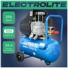 Компрессор воздушный поршневой масляный пневматический для гаража Electrolite 270/24 (ресивер 24 литра, 270 л/мин, 1800 Вт, 8 Атм, электрический, 220В, передвижной, цилиндровый )